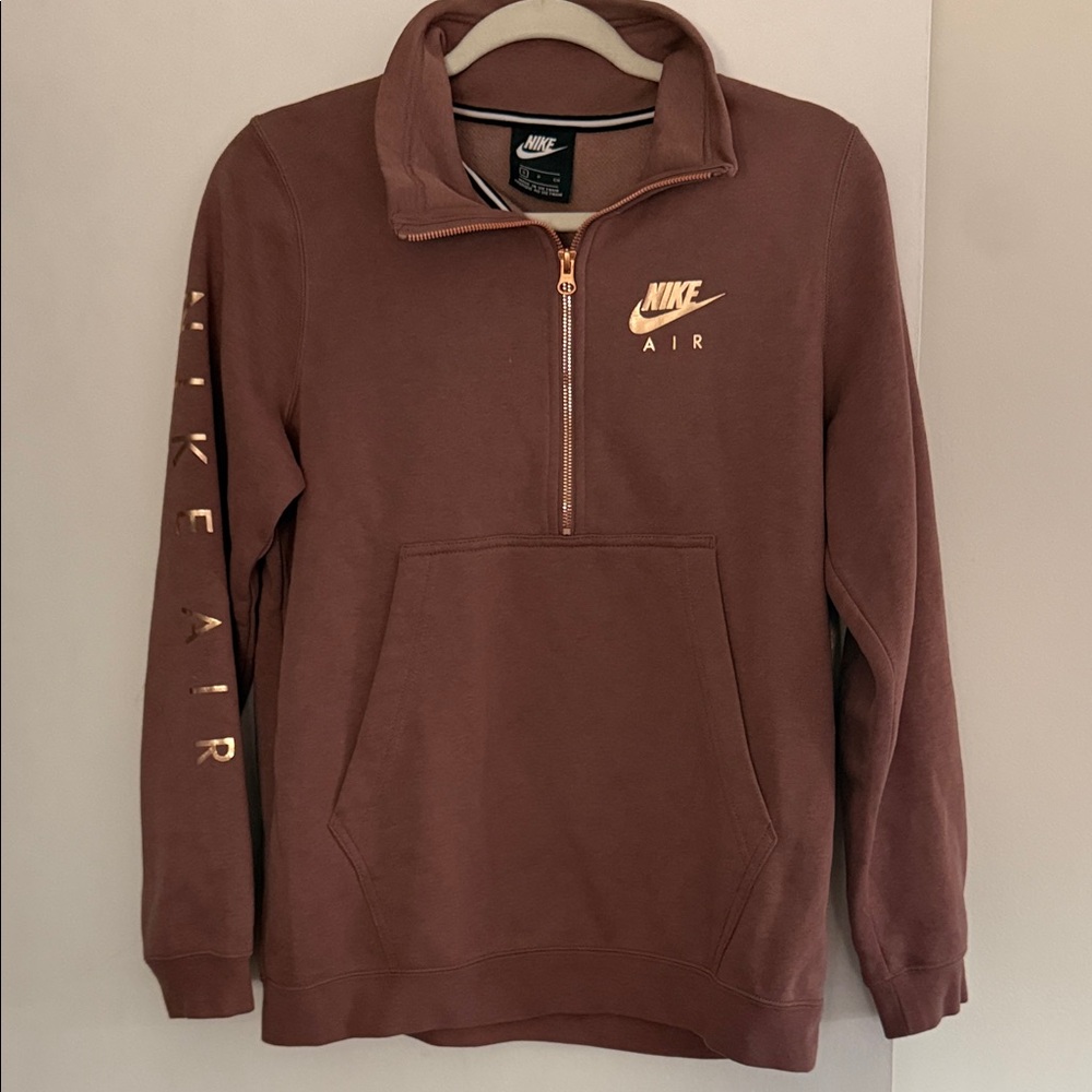 Nike Half-Zip Pullover - Mauve Brown with Metallic Gold Logo
